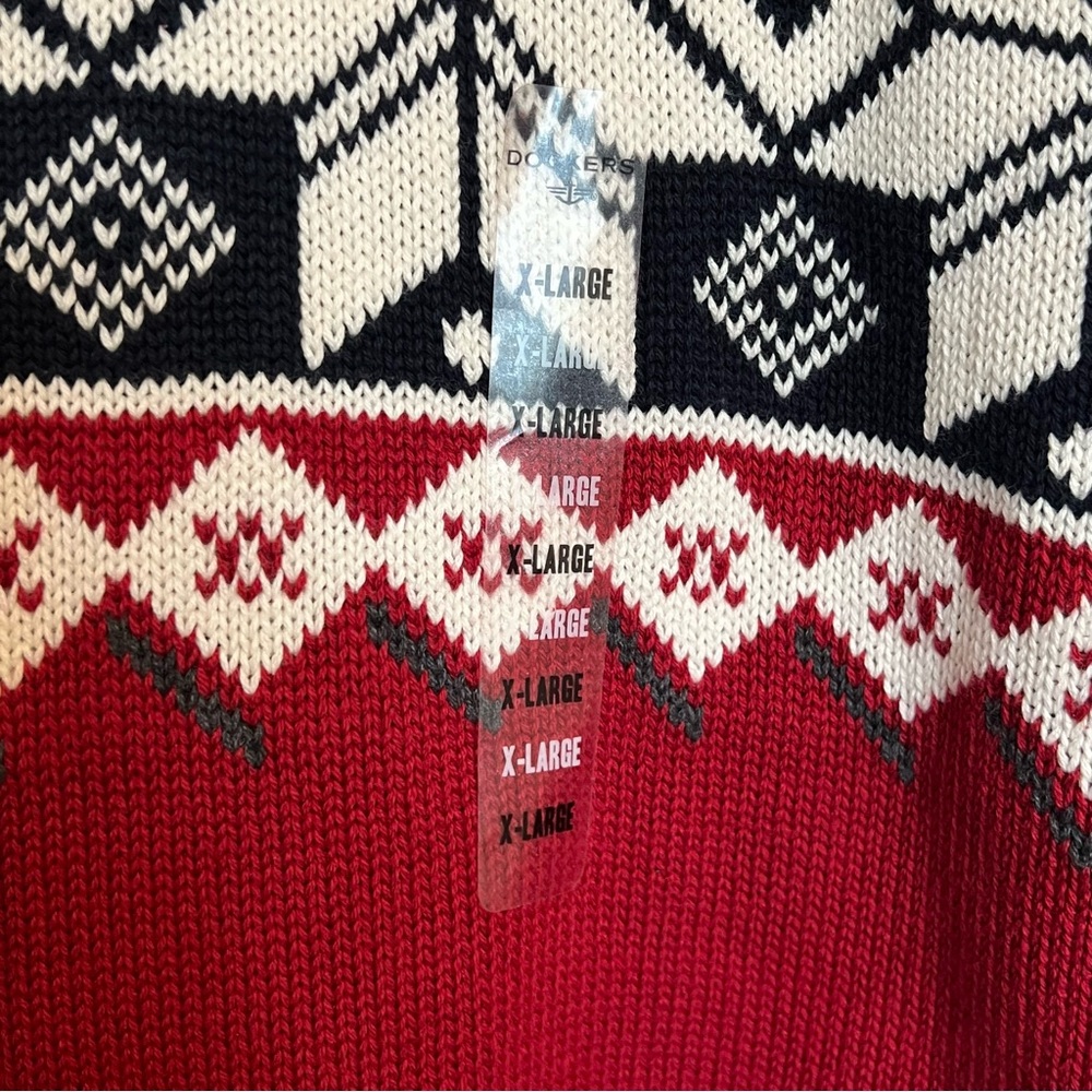 Dockers Classic Red Geometric Men's Crewneck Winter Holiday Christmas Sweater XL - Picture 4 of 7